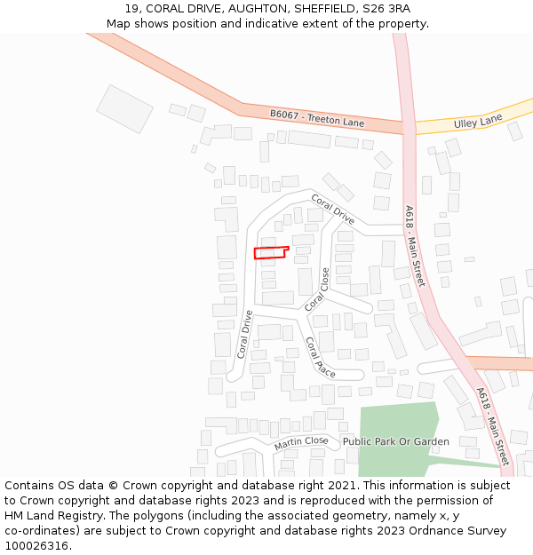 19, CORAL DRIVE, AUGHTON, SHEFFIELD, S26 3RA: Location map and indicative extent of plot