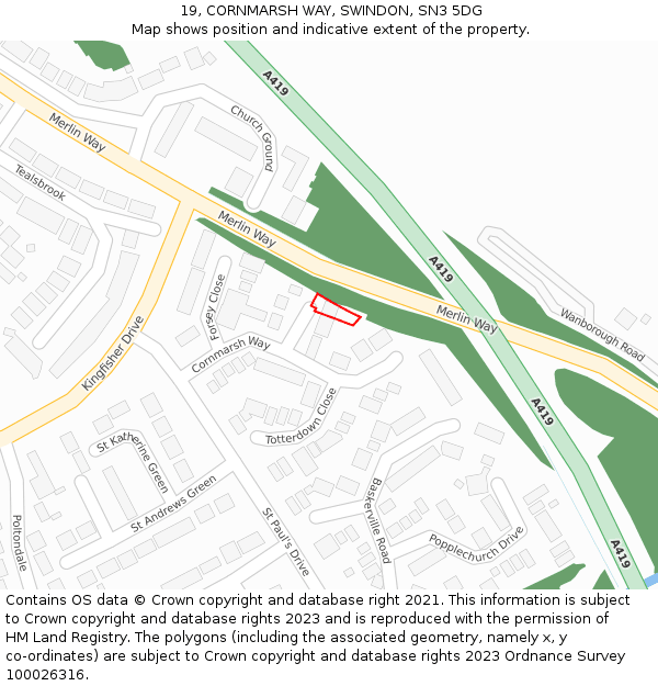 19, CORNMARSH WAY, SWINDON, SN3 5DG: Location map and indicative extent of plot