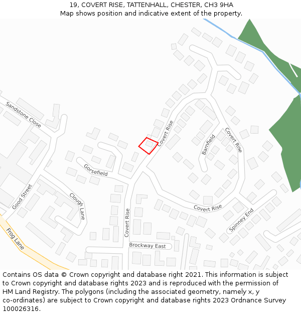 19, COVERT RISE, TATTENHALL, CHESTER, CH3 9HA: Location map and indicative extent of plot