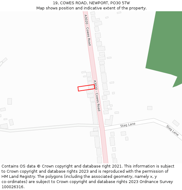 19, COWES ROAD, NEWPORT, PO30 5TW: Location map and indicative extent of plot