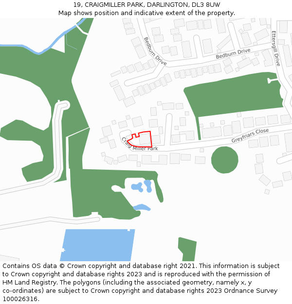 19, CRAIGMILLER PARK, DARLINGTON, DL3 8UW: Location map and indicative extent of plot