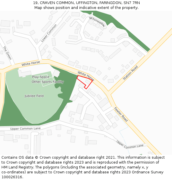 19, CRAVEN COMMON, UFFINGTON, FARINGDON, SN7 7RN: Location map and indicative extent of plot