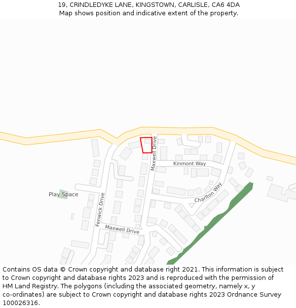 19, CRINDLEDYKE LANE, KINGSTOWN, CARLISLE, CA6 4DA: Location map and indicative extent of plot