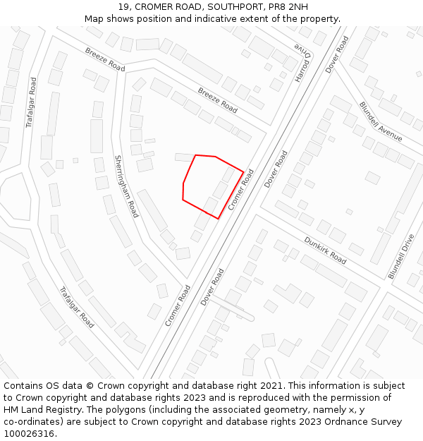 19, CROMER ROAD, SOUTHPORT, PR8 2NH: Location map and indicative extent of plot