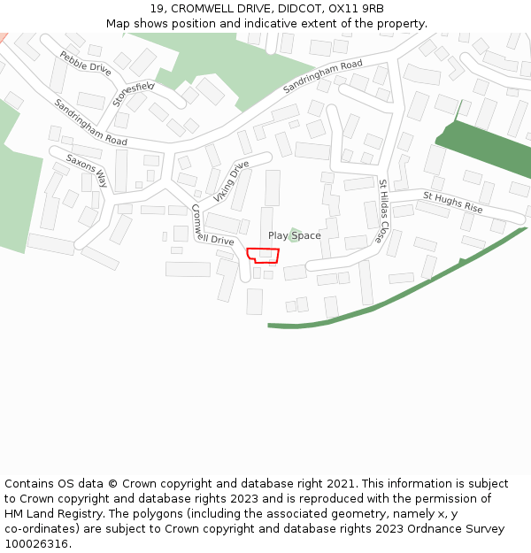 19, CROMWELL DRIVE, DIDCOT, OX11 9RB: Location map and indicative extent of plot