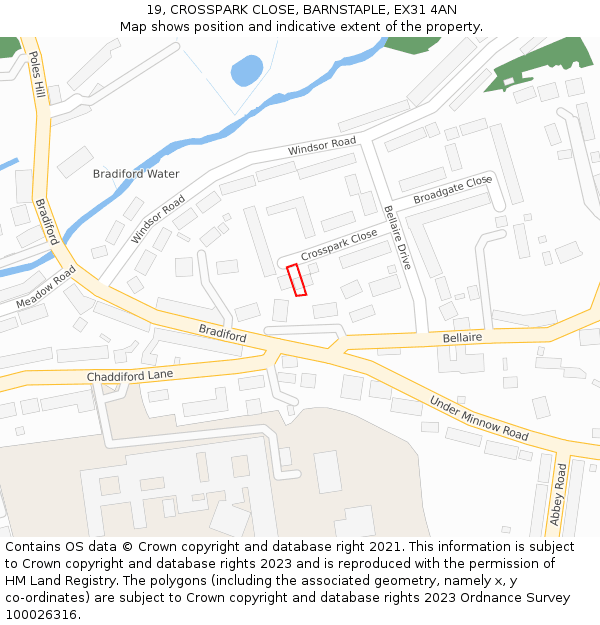 19, CROSSPARK CLOSE, BARNSTAPLE, EX31 4AN: Location map and indicative extent of plot