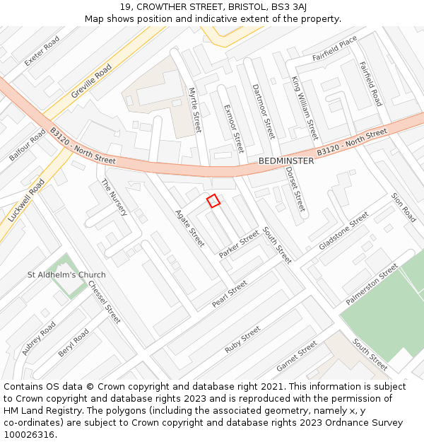 19, CROWTHER STREET, BRISTOL, BS3 3AJ: Location map and indicative extent of plot