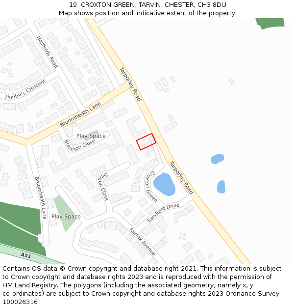 19, CROXTON GREEN, TARVIN, CHESTER, CH3 8DU: Location map and indicative extent of plot