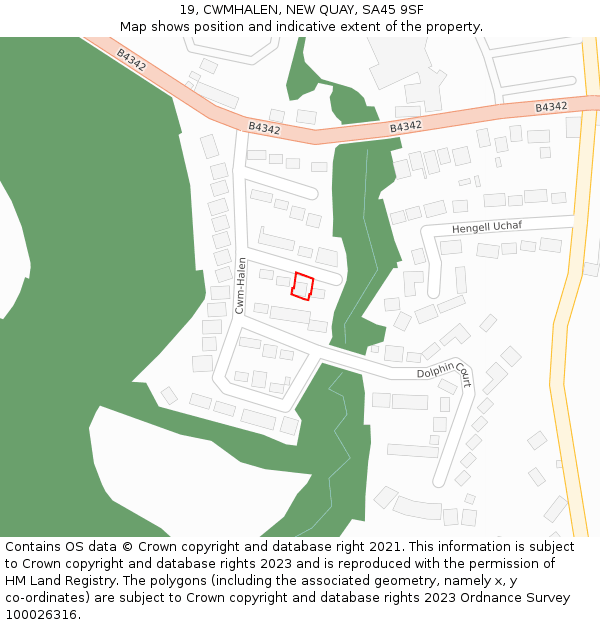 19, CWMHALEN, NEW QUAY, SA45 9SF: Location map and indicative extent of plot