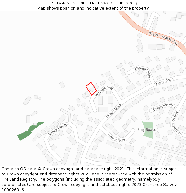 19, DAKINGS DRIFT, HALESWORTH, IP19 8TQ: Location map and indicative extent of plot