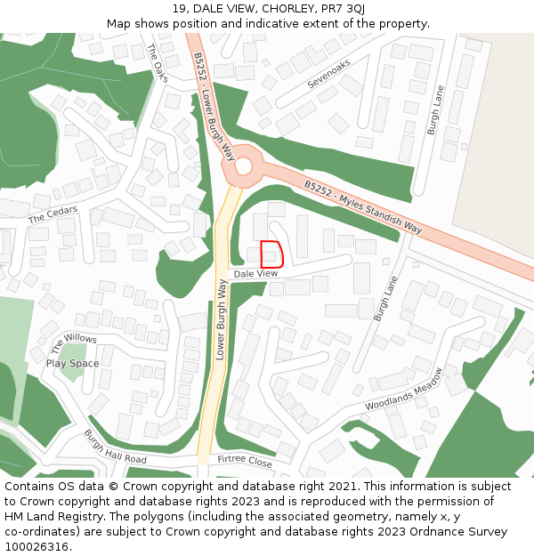 19, DALE VIEW, CHORLEY, PR7 3QJ: Location map and indicative extent of plot