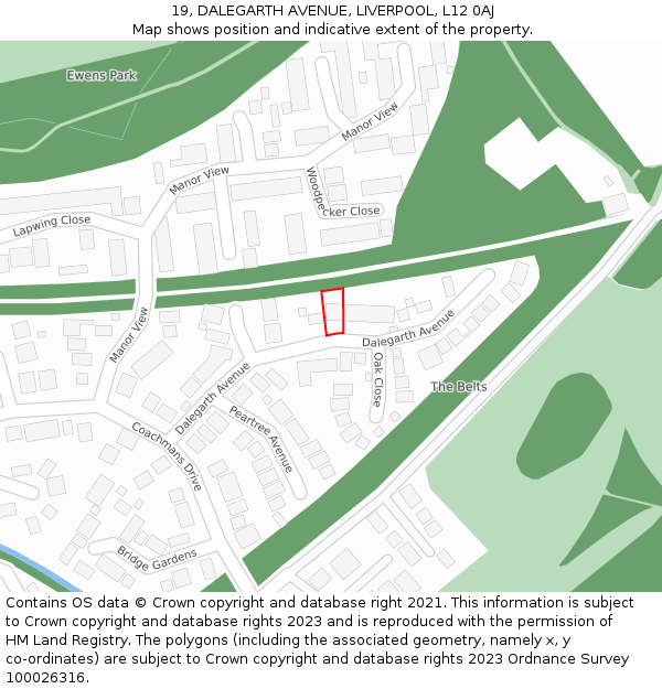 19, DALEGARTH AVENUE, LIVERPOOL, L12 0AJ: Location map and indicative extent of plot