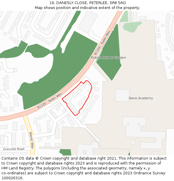 19, DANESLY CLOSE, PETERLEE, SR8 5AG: Location map and indicative extent of plot