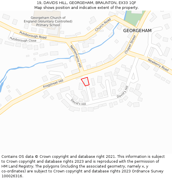 19, DAVIDS HILL, GEORGEHAM, BRAUNTON, EX33 1QF: Location map and indicative extent of plot