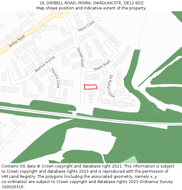 19, DAYBELL ROAD, MOIRA, SWADLINCOTE, DE12 6DZ: Location map and indicative extent of plot