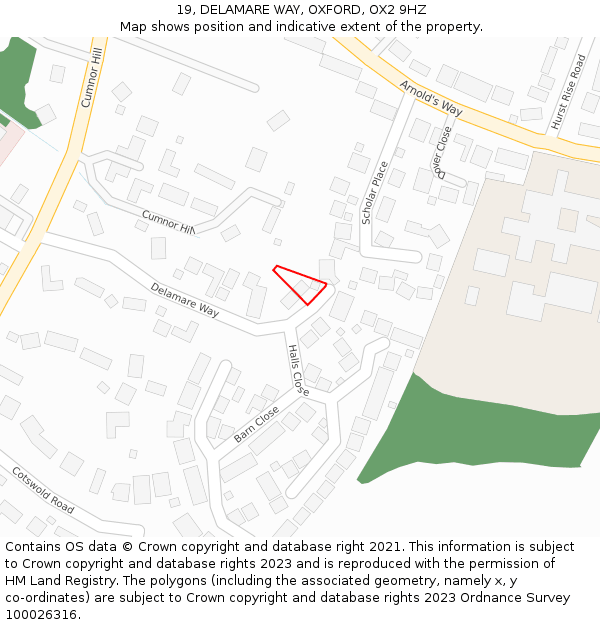 19, DELAMARE WAY, OXFORD, OX2 9HZ: Location map and indicative extent of plot