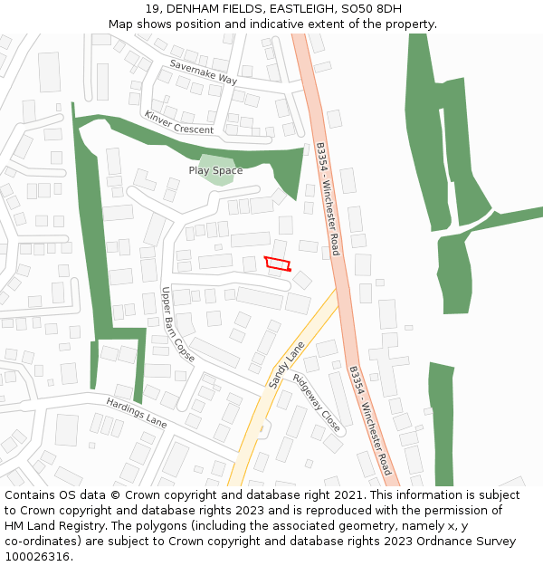 19, DENHAM FIELDS, EASTLEIGH, SO50 8DH: Location map and indicative extent of plot