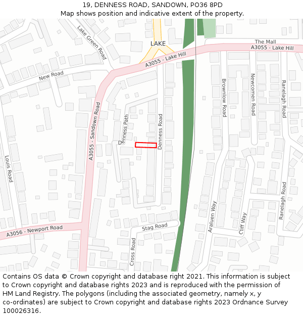 19, DENNESS ROAD, SANDOWN, PO36 8PD: Location map and indicative extent of plot