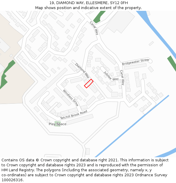 19, DIAMOND WAY, ELLESMERE, SY12 0FH: Location map and indicative extent of plot