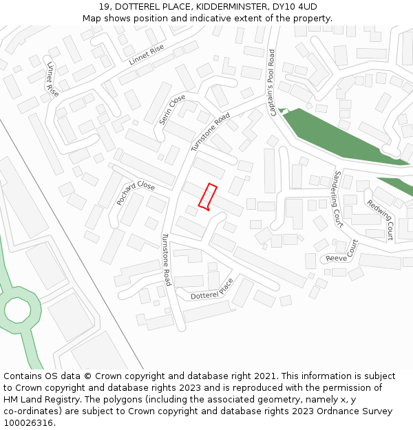 19, DOTTEREL PLACE, KIDDERMINSTER, DY10 4UD: Location map and indicative extent of plot