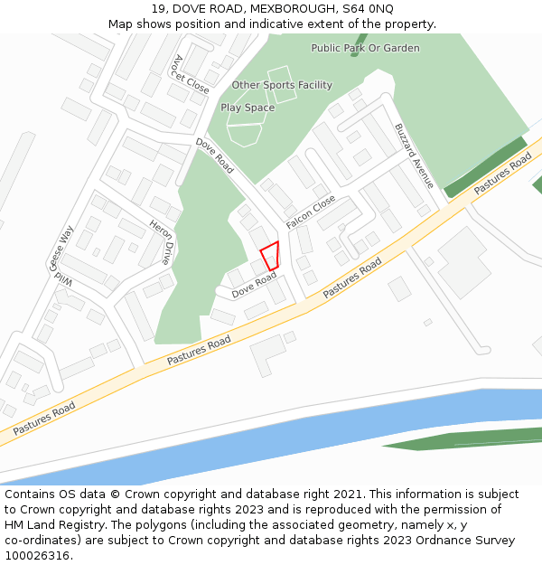 19, DOVE ROAD, MEXBOROUGH, S64 0NQ: Location map and indicative extent of plot