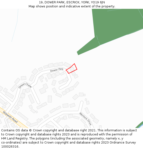 19, DOWER PARK, ESCRICK, YORK, YO19 6JN: Location map and indicative extent of plot