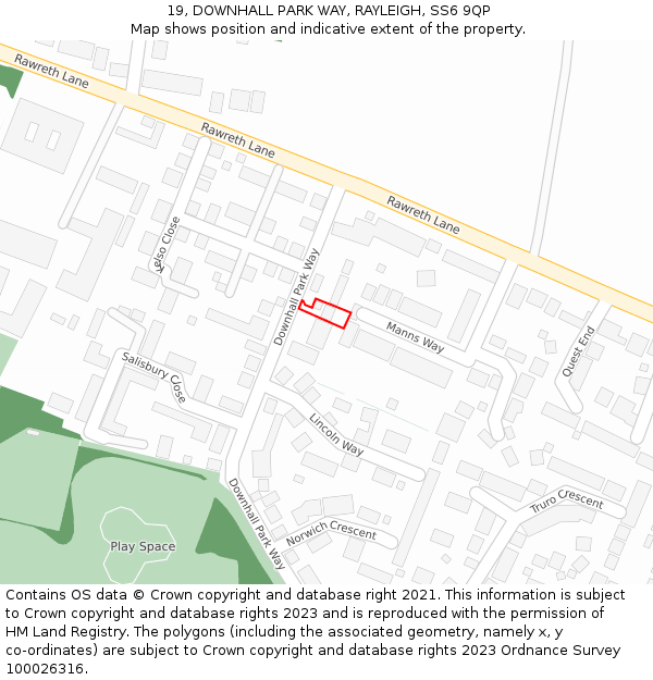19, DOWNHALL PARK WAY, RAYLEIGH, SS6 9QP: Location map and indicative extent of plot