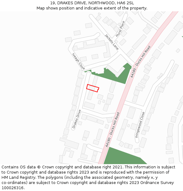 19, DRAKES DRIVE, NORTHWOOD, HA6 2SL: Location map and indicative extent of plot