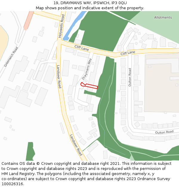 19, DRAYMANS WAY, IPSWICH, IP3 0QU: Location map and indicative extent of plot