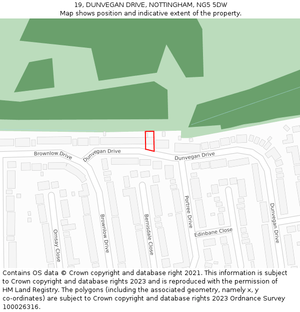 19, DUNVEGAN DRIVE, NOTTINGHAM, NG5 5DW: Location map and indicative extent of plot