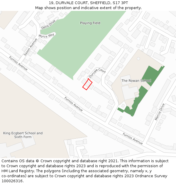 19, DURVALE COURT, SHEFFIELD, S17 3PT: Location map and indicative extent of plot