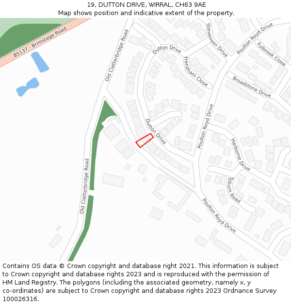 19, DUTTON DRIVE, WIRRAL, CH63 9AE: Location map and indicative extent of plot