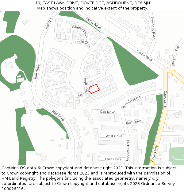 19, EAST LAWN DRIVE, DOVERIDGE, ASHBOURNE, DE6 5JN: Location map and indicative extent of plot