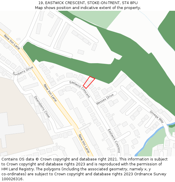 19, EASTWICK CRESCENT, STOKE-ON-TRENT, ST4 8PU: Location map and indicative extent of plot