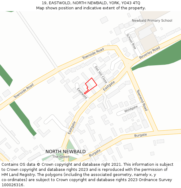 19, EASTWOLD, NORTH NEWBALD, YORK, YO43 4TQ: Location map and indicative extent of plot