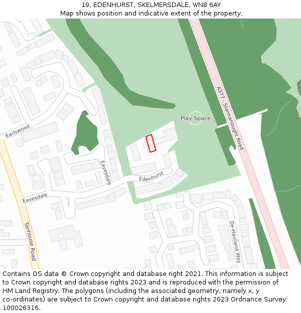 19, EDENHURST, SKELMERSDALE, WN8 6AY: Location map and indicative extent of plot