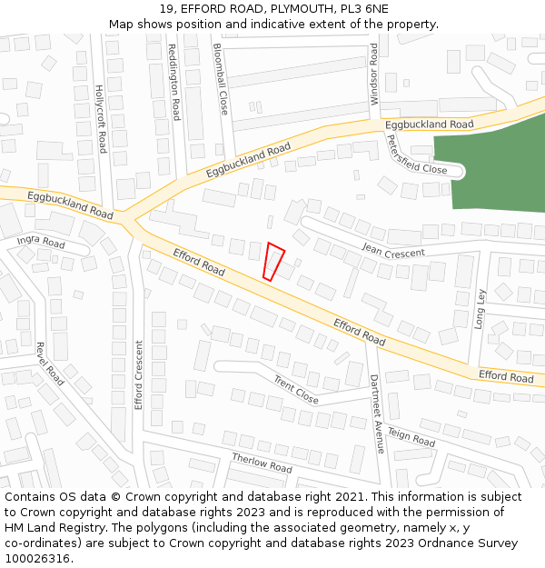 19, EFFORD ROAD, PLYMOUTH, PL3 6NE: Location map and indicative extent of plot