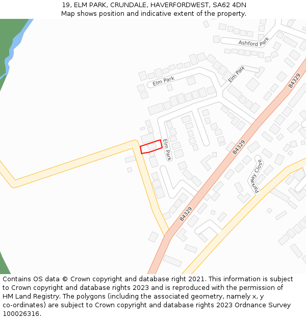 19, ELM PARK, CRUNDALE, HAVERFORDWEST, SA62 4DN: Location map and indicative extent of plot