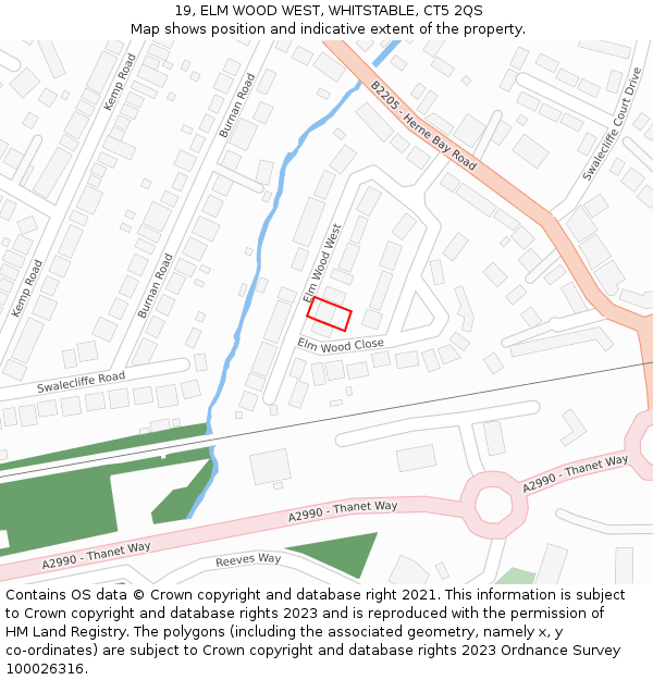 19, ELM WOOD WEST, WHITSTABLE, CT5 2QS: Location map and indicative extent of plot
