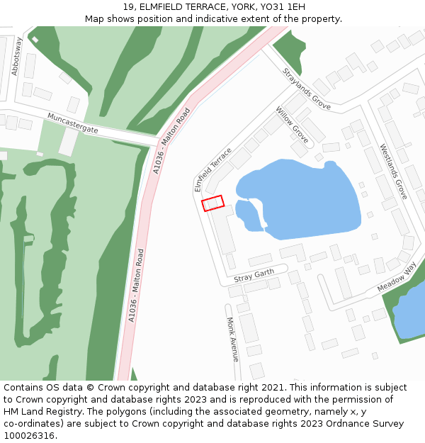 19, ELMFIELD TERRACE, YORK, YO31 1EH: Location map and indicative extent of plot