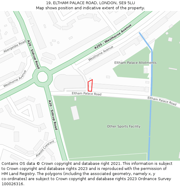 19, ELTHAM PALACE ROAD, LONDON, SE9 5LU: Location map and indicative extent of plot