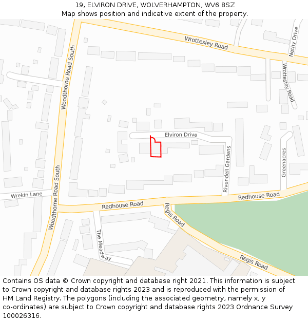 19, ELVIRON DRIVE, WOLVERHAMPTON, WV6 8SZ: Location map and indicative extent of plot