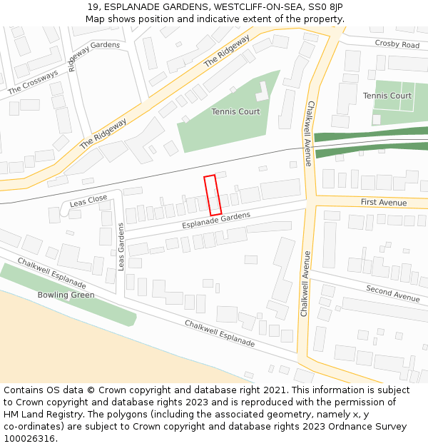 19, ESPLANADE GARDENS, WESTCLIFF-ON-SEA, SS0 8JP: Location map and indicative extent of plot