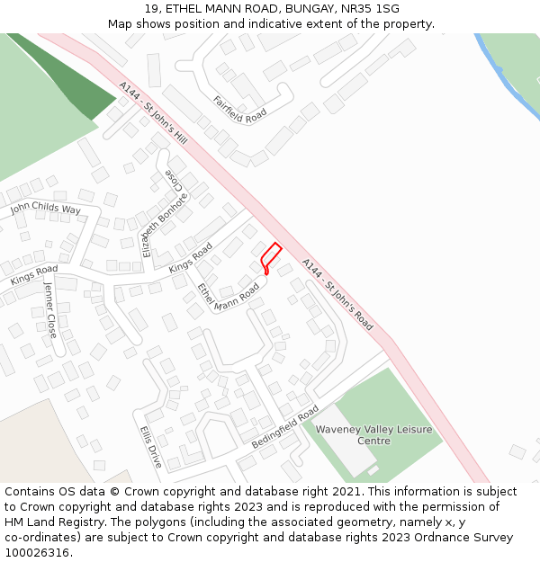 19, ETHEL MANN ROAD, BUNGAY, NR35 1SG: Location map and indicative extent of plot