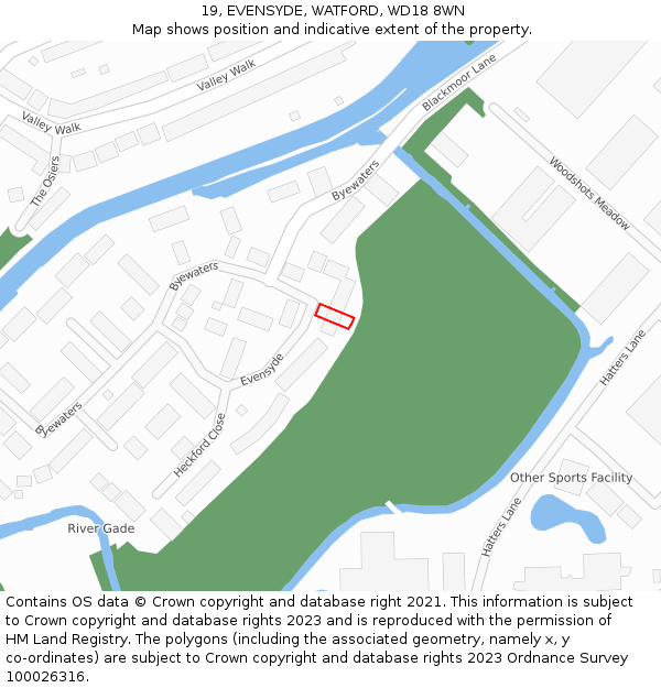 19, EVENSYDE, WATFORD, WD18 8WN: Location map and indicative extent of plot