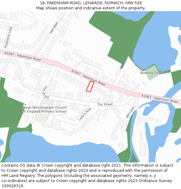 19, FAKENHAM ROAD, LENWADE, NORWICH, NR9 5SE: Location map and indicative extent of plot