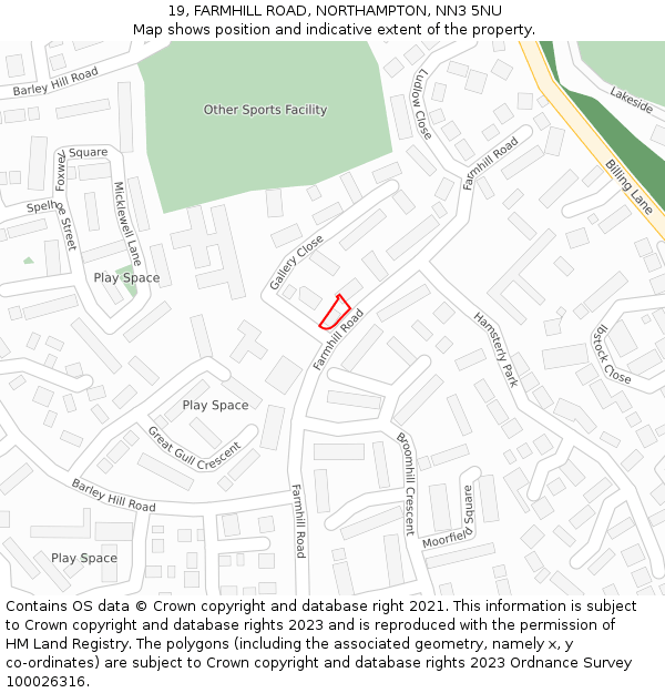 19, FARMHILL ROAD, NORTHAMPTON, NN3 5NU: Location map and indicative extent of plot