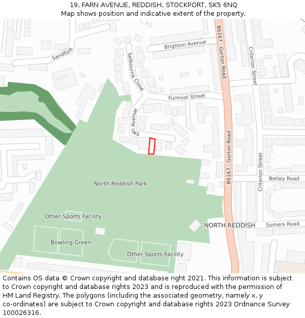 19, FARN AVENUE, REDDISH, STOCKPORT, SK5 6NQ: Location map and indicative extent of plot