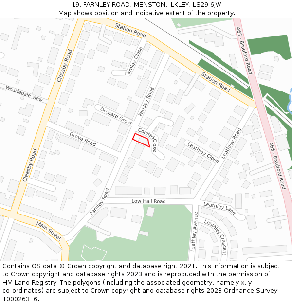 19, FARNLEY ROAD, MENSTON, ILKLEY, LS29 6JW: Location map and indicative extent of plot