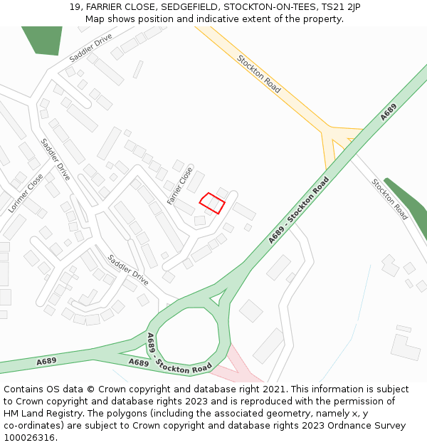 19, FARRIER CLOSE, SEDGEFIELD, STOCKTON-ON-TEES, TS21 2JP: Location map and indicative extent of plot